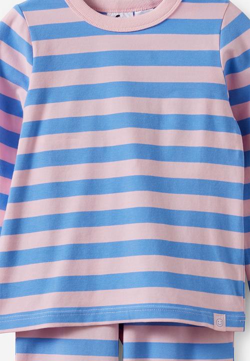 Cotton On - Dreamdrift Long Sleeve Pj Set - Bobbi Stripe Blush Pink/Blue Bonnet