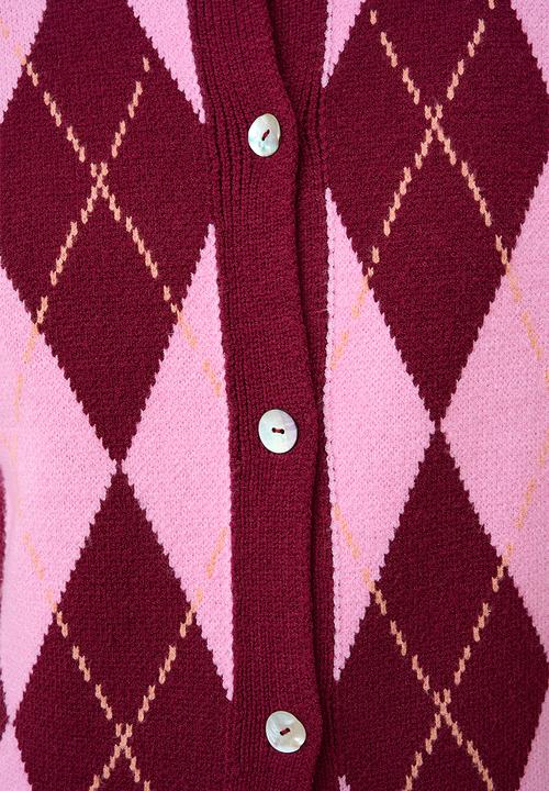 Me&B - Heavyweight Cardigan in Argyle - Multi