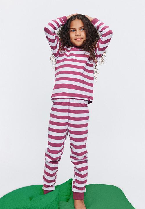 Cotton On - Dreamdrift Long Sleeve Pj Set - Bobbi Stripe Berry Jam/Vintage Lilac