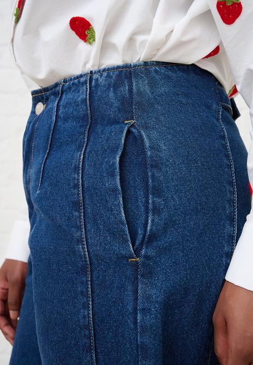 Me&B - Contour Waist Barrel Leg Jeans - Medium Wash