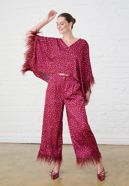 Me&B - Sizzle Feather Kimono Top - Pink