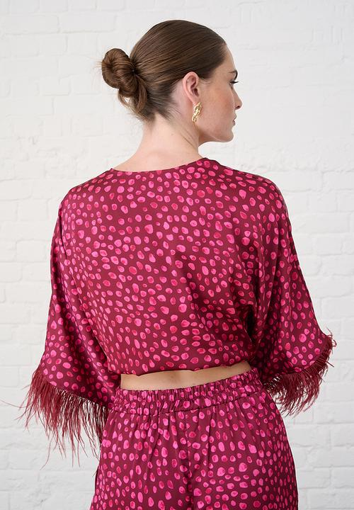 Me&B - Sizzle Feather Kimono Top - Pink