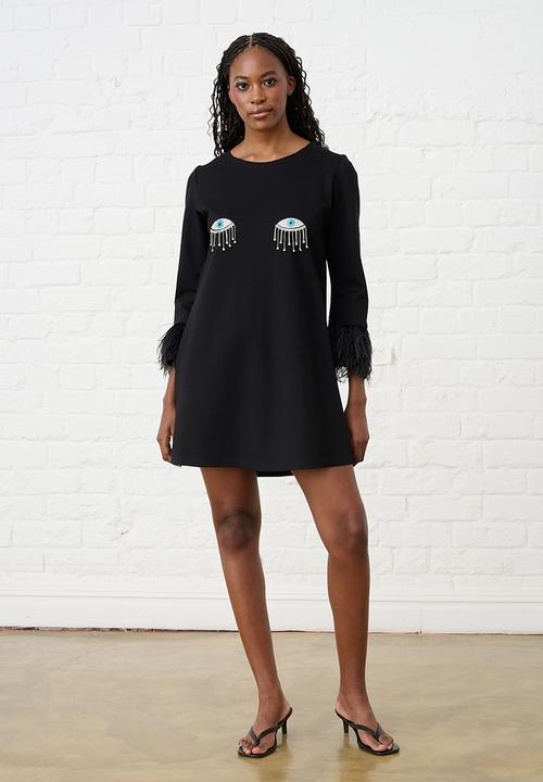 Me&B - The Eye Candy Feather Dress - Black