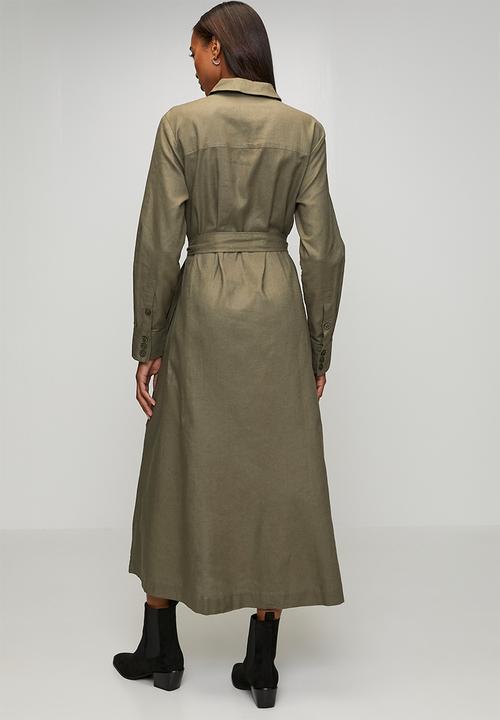 POLO - Wmn Willow Long Sleeve  Safari Dress - Olive