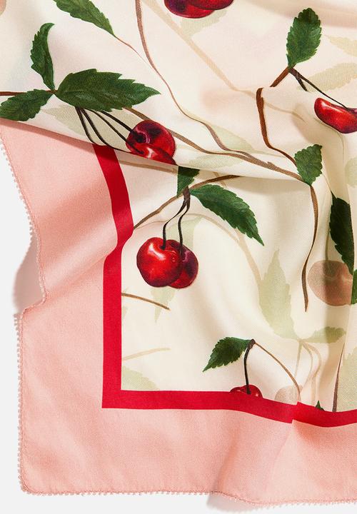 H&M - Stella McCartney H&M: Cherry-print silk-blend scarf - cream