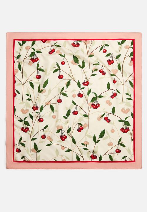 H&M - Stella McCartney H&M: Cherry-print silk-blend scarf - cream