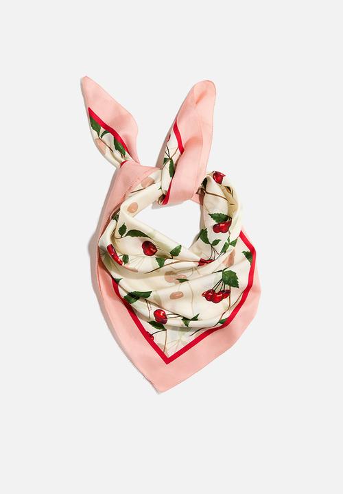 H&M - Stella McCartney H&M: Cherry-print silk-blend scarf - cream