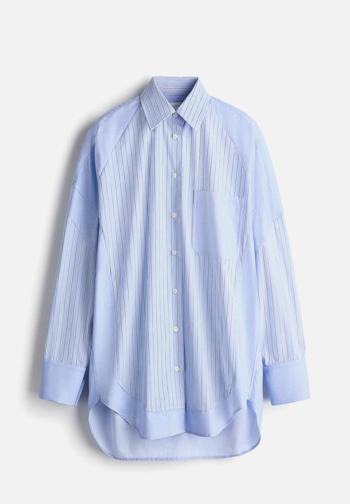 H&M - Stella McCartney H&M:  Oversized panelled poplin shirt - blue/striped
