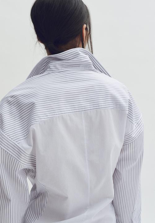 H&M - Stella McCartney H&M: Cotton poplin shirt dress - white/grey striped