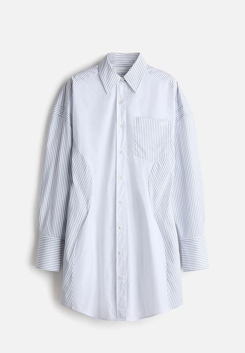 H&M - Stella McCartney H&M: Cotton poplin shirt dress - white/grey striped
