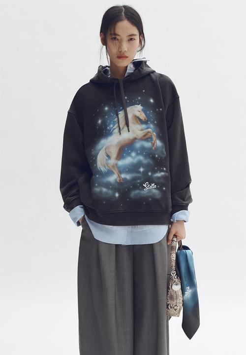 Stella McCartney H&M: Printed cotton hoodie - black - 1325294001