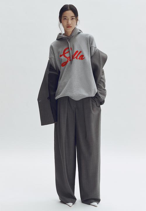 手提付STELLA MCCARTNEY  ロゴ パーカー グレー L〜LL Stella McCartney H&M: Printed cotton hoodie - grey marl - 1325294002