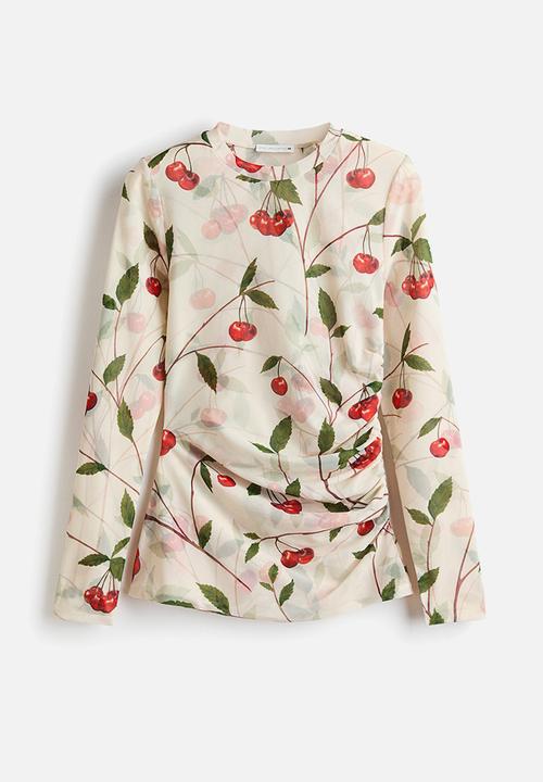 H&M - Stella McCartney H&M: Cherry-print mesh top - cream
