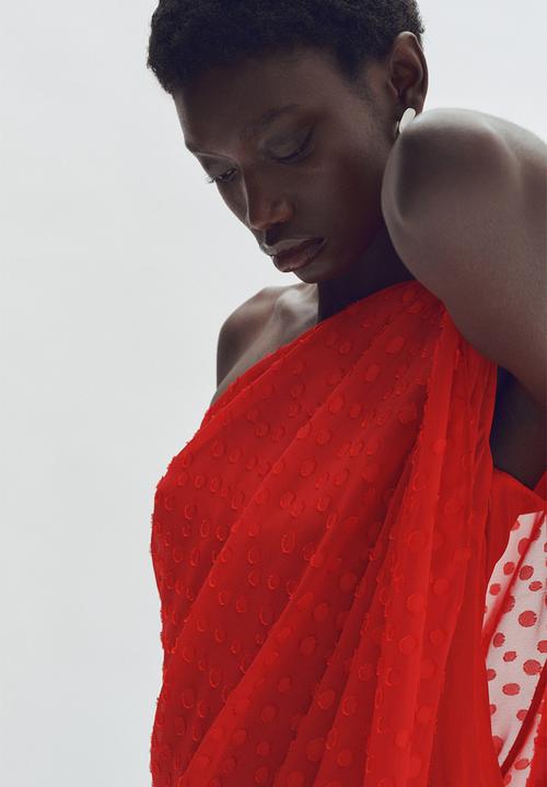 Stella McCartney H&M: Draped one-shoulder dress - red - 1325312001