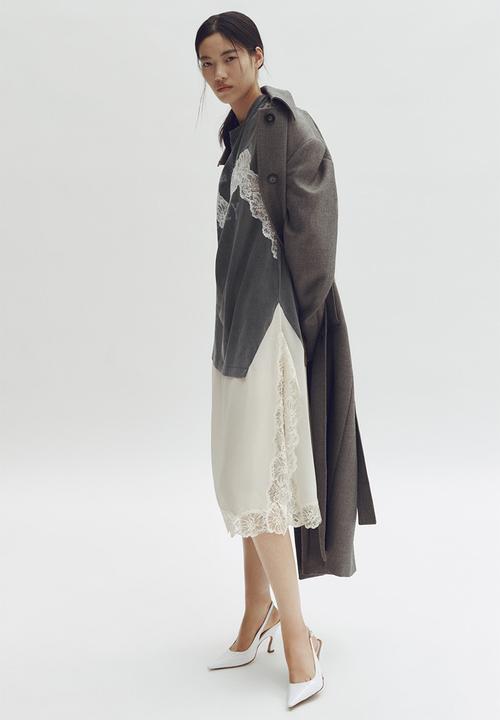 Stella McCartney H&M: Lace-trimmed t-shirt dress - dark grey - 1325313001