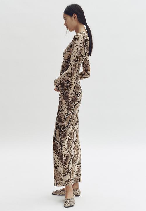 H&M - Stella McCartney H&M: Snakeskin-print mesh dress - beige