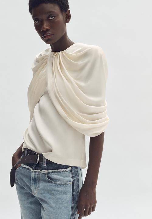 H&M - Stella McCartney H&M: Draped satin top - cream