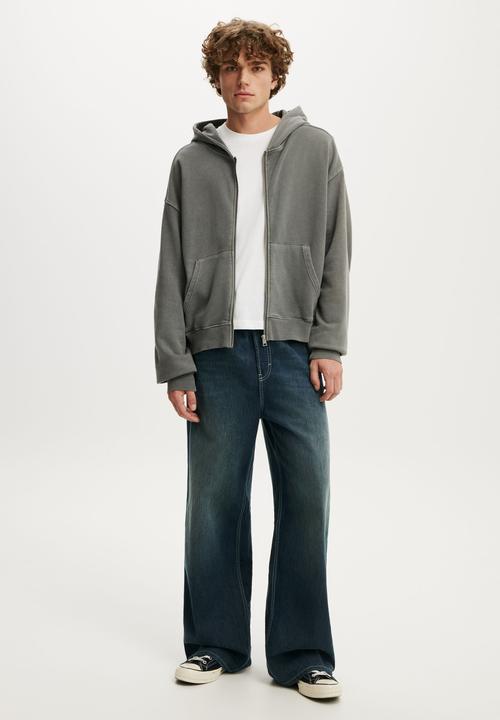 Cotton On - Zip Up Hoodie - Slate Stone Wash
