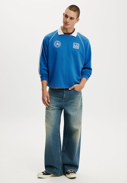 Cotton On - Raglan Polo Fleece - Leisure Society/Carolina Blue