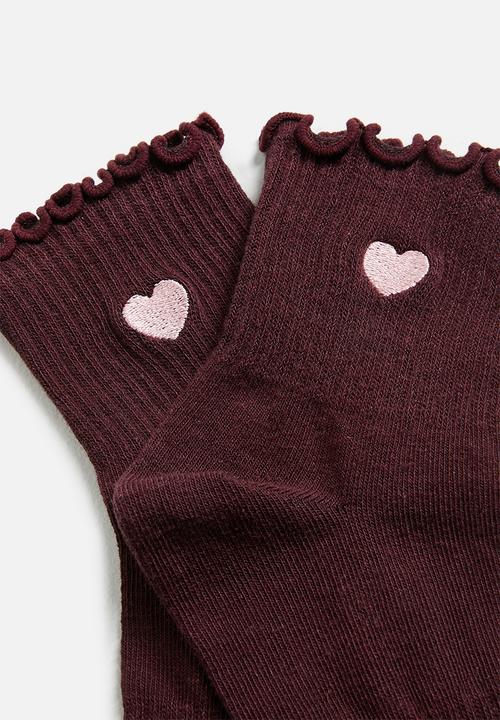 Cotton On - Single fashion frill sock - choc plum