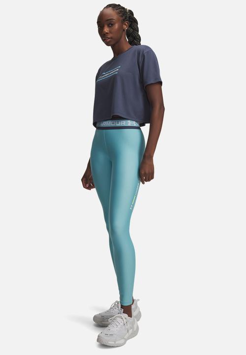 Under Armour - UA Tech Branded Legging - Blue Haze / Lumos Lime / White
