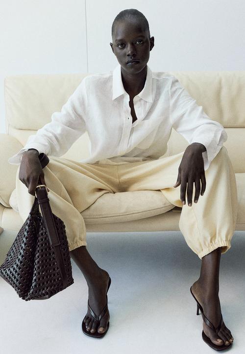 MANGO - Shirt lino- natural