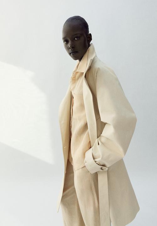MANGO - Shirt lino - light pastel yellow