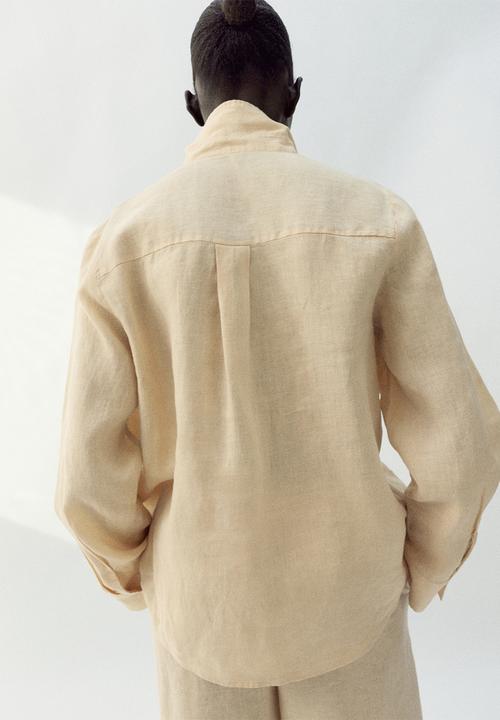 MANGO - Shirt lino - light pastel yellow
