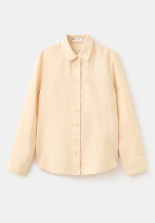 MANGO - Shirt lino - light pastel yellow