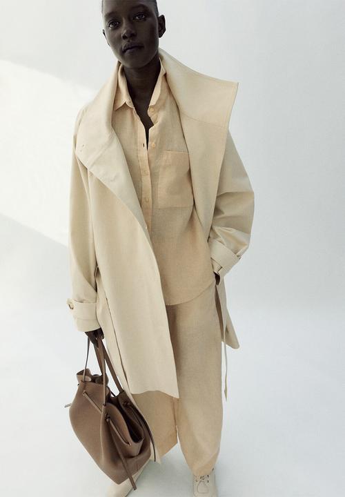MANGO - Shirt lino - light pastel yellow