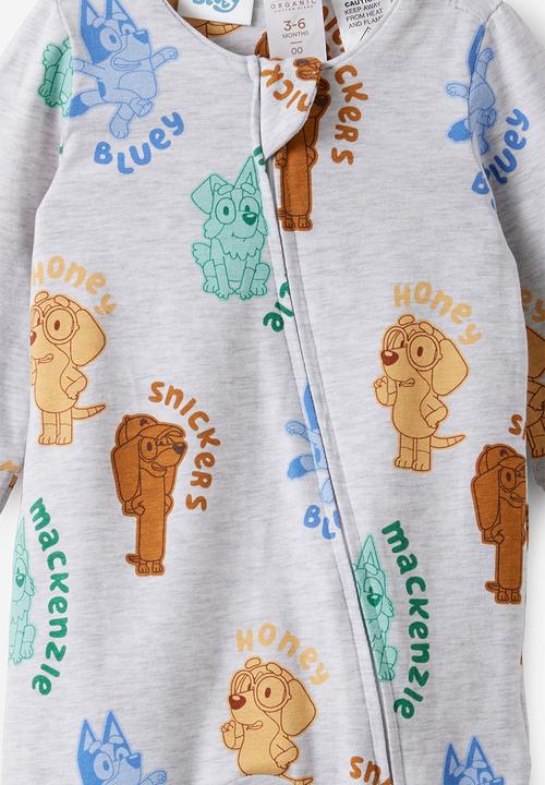 Cotton On - The Long Sleeve Zip Romper License - Lcn Blu Snow Marle/Bluey & Friends