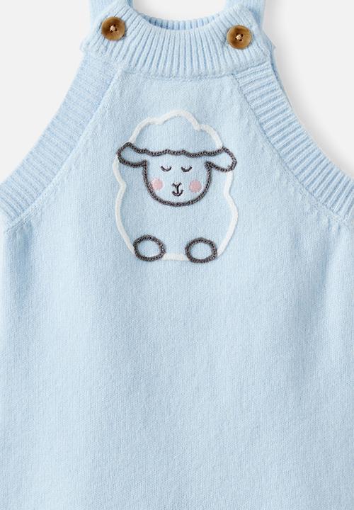 Cotton On - Organic Knit Dungaree - Blue Whispers/Sheep