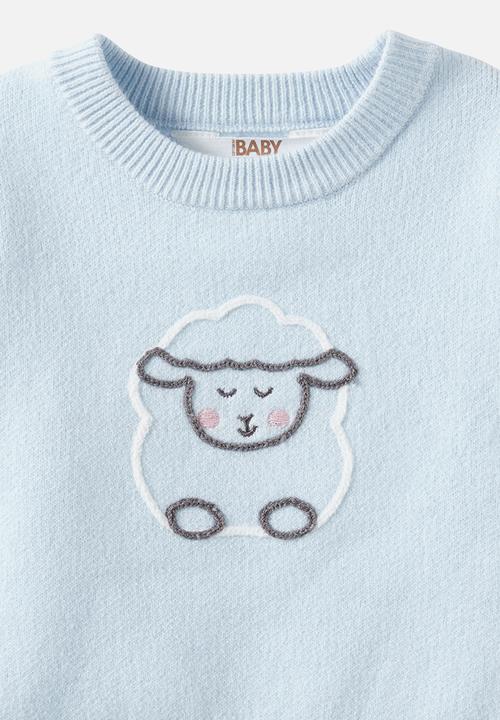 Cotton On - Organic Knit Sweater - Blue Whispers/Sheep