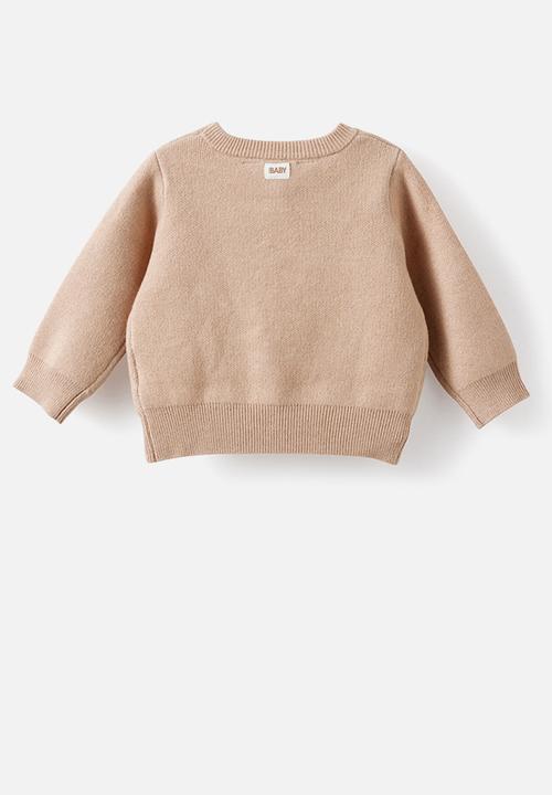 Cotton On - Organic Knit Sweater - Latte Cream/Cow
