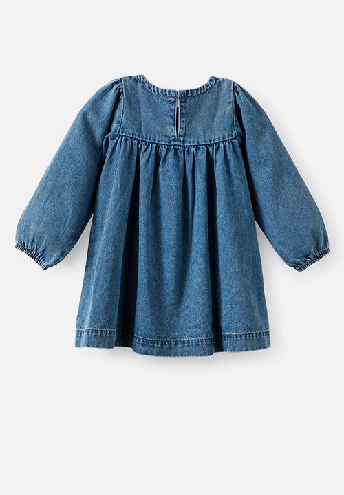 Cotton On - Long sleeve Denim Yoke dress - Blue Haven Mid Blue