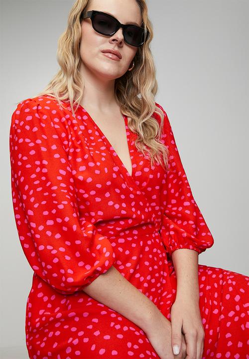 Me&B - Plus Confetti Wrap Dress - Red