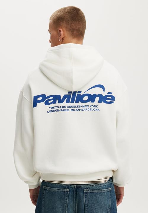 Cotton On - Box Fit Graphic Hoodie - Vintage White / Pavilione