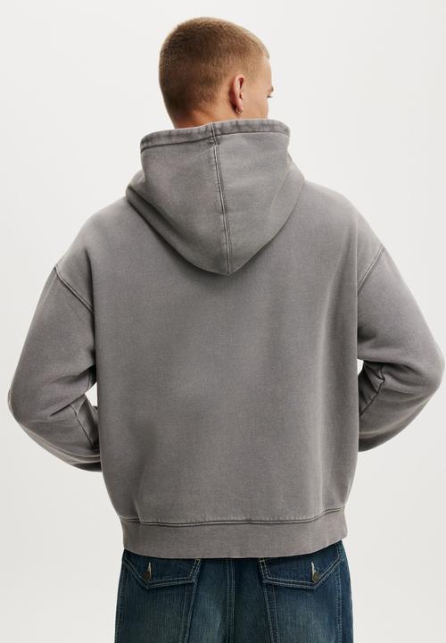 Cotton On - Box Fit Graphic Hoodie - Slate Stone / Utopia