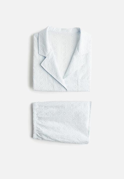 H&M - Broderie anglaise pyjamas - pale blue 