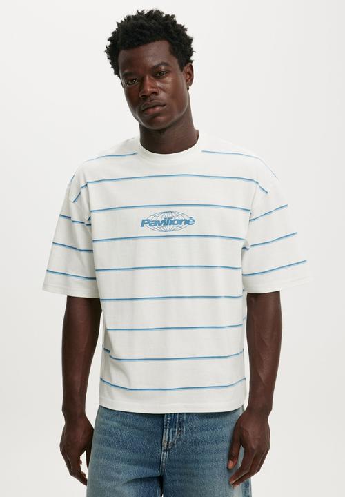 Cotton On - Cropped Fit Graphic T-Shirt - Vintage White/Striped Pavilione