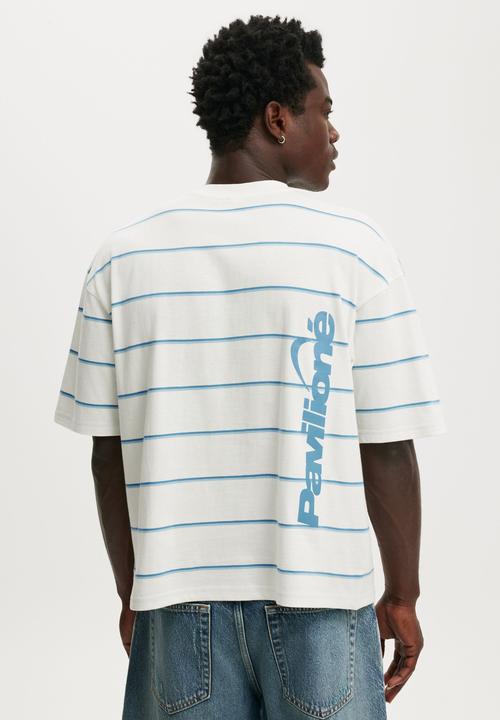 Cotton On - Cropped Fit Graphic T-Shirt - Vintage White/Striped Pavilione