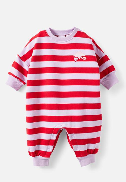 Cotton On - Casey Oversized All In One - Varsity Red/Vintage Lilac Cuddle Club