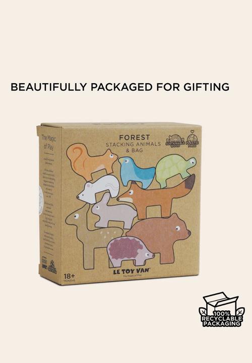 Le Toy Van - Wooden Woodland Stacking Forest Animals & Bag 10pcs - multi