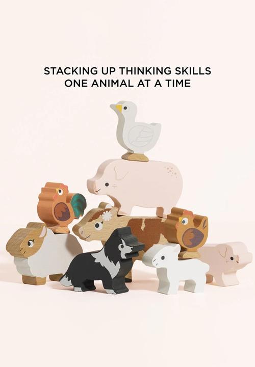 Le Toy Van - Wooden Farmyard Stacking Animals & Bag 10pcs - multi