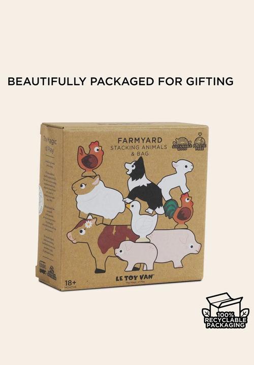Le Toy Van - Wooden Farmyard Stacking Animals & Bag 10pcs - multi