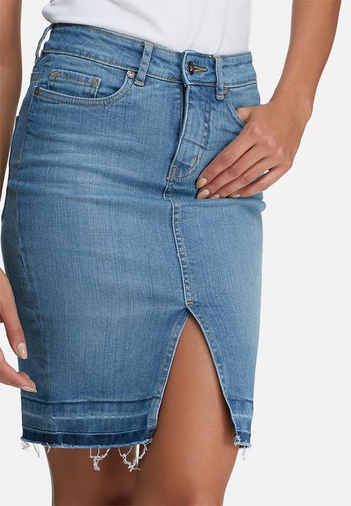 dailyfriday - Raw hem denim pencil skirt