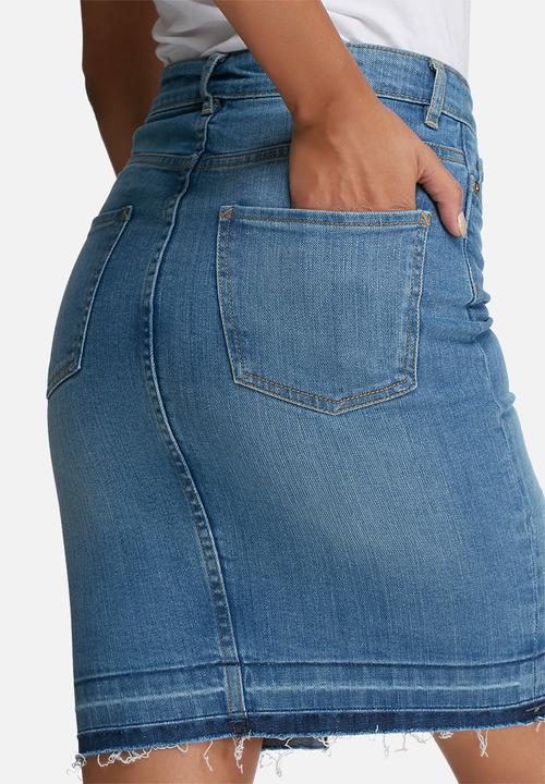 dailyfriday - Raw hem denim pencil skirt