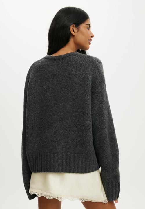 Cotton On - Luxe crew sweater - charcoal marle