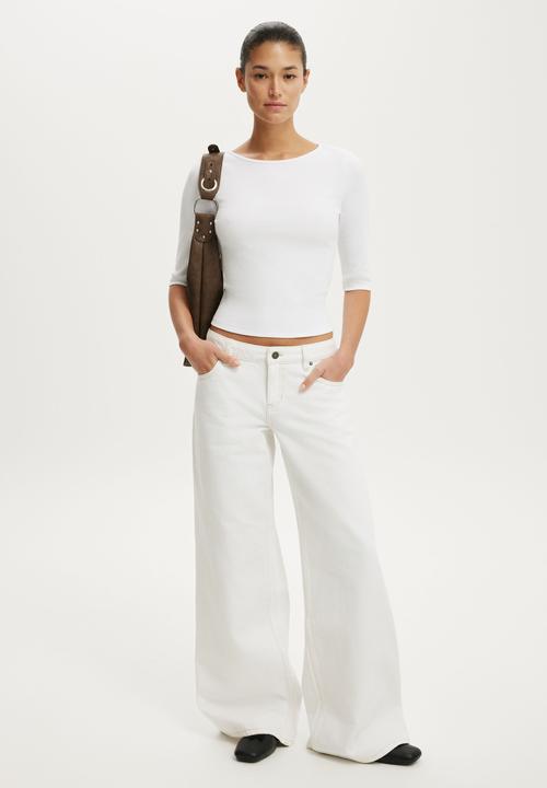 Cotton On - Byron 3/4 sleeve - white
