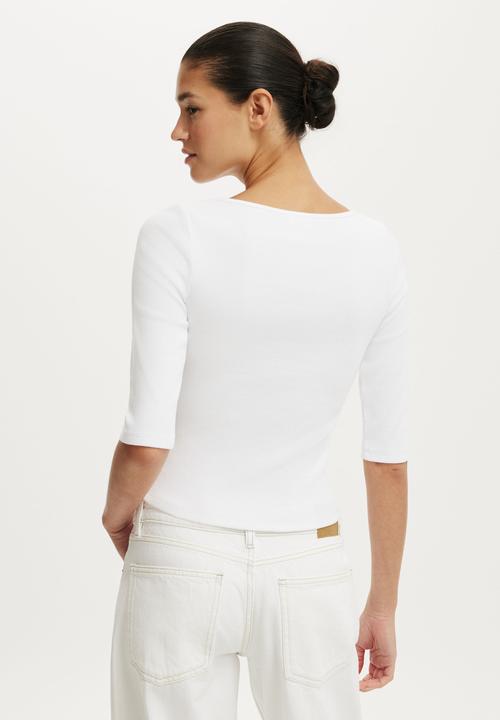 Cotton On - Byron 3/4 sleeve - white